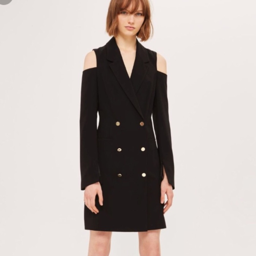 Topshop blazer button down dress black